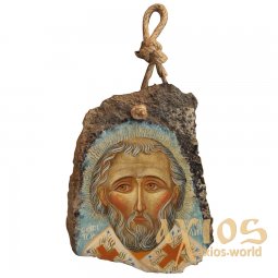 Icon of St. Nicholas, written in stone, egg tempera, gilding, 24x19 cm - фото