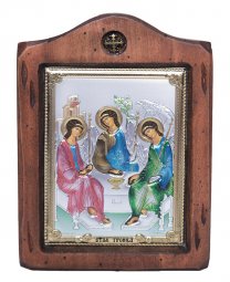 Icon Holy Trinity, Italian frame №2, enamel, 13x17 cm, alder tree - фото