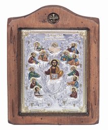 Icon Savior and Apostles, Italian frame №2, enamel, 13x17 cm, alder tree - фото