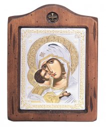 Icon of the Mother of God of Vladimir, Italian frame №2, 13x17 cm, alder tree - фото