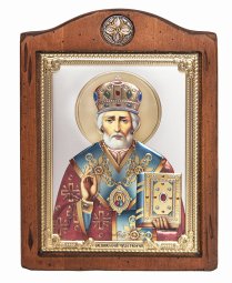 Icon of St. Nicholas №3, Italian frame, enamel, 17x21 cm - фото