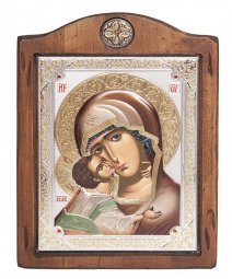Icon of the Mother of God of Vladimir, Italian frame №3, enamel, 17x21 cm, alder tree - фото