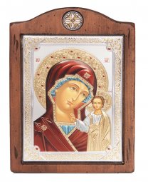 Icon of the Mother of God of Kazan, Italian frame №3, enamel, 17x21 cm, alder tree - фото