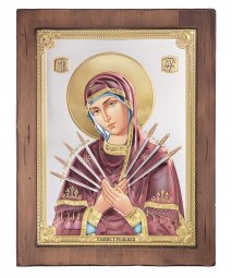 Icon of the Mother of God, Italian frame №5, enamel, 30x40 cm, alder tree - фото