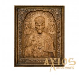 Carved wooden Icon of Saint Nicholas 20x24 sm - фото