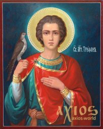 Painted icon of Saint Tryphon, 20x30cm - фото