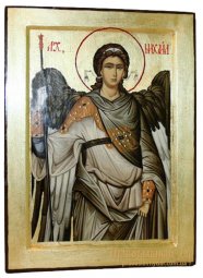 Icon of Archangel Michael in gilded Greek style 17x23 cm - фото