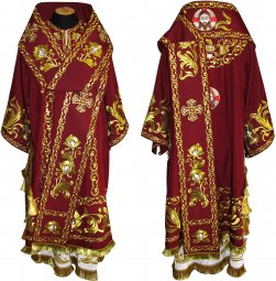Bishop`s Vestment embroidered on velvet, embroidered lace R 042 a (v) - фото