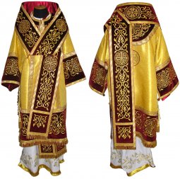 Vestment of Bishop combo vestment brocade, embroidered on velvet - фото