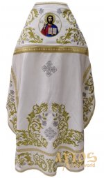 Priest`s vestments, embroidered in gold on white velvet - фото