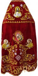 Priest vestment, embroidered on red velvet - фото