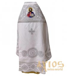 Priest vestment, fabric - white velvet, embroidered galoon with embroidery “Circles” - фото