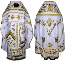 Priestly vestments, embroidered on white gabardine, sewn on icon R131M - фото