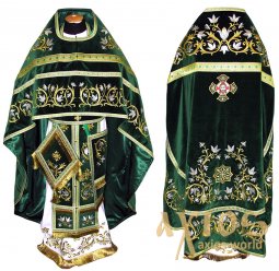 Priest Vestments, Embroidered on Green velvet, sewn galloon R046m (n) - фото