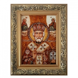 The Amber Icon Saint Nicholas the Wonderworker 60x80 cm The Amber Icon Saint Nicholas the Wonderworker 60x80 cm - фото