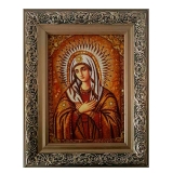 Amber Icon of the Most Holy Theotokos Temptation of 15x20 cm