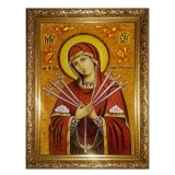 Amber Icon of the Blessed Virgin Mary of the Seven Shot 15x20 cm