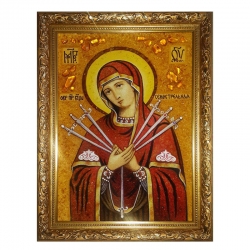 Amber Icon of the Blessed Virgin Mary of the Seven Shot 15x20 cm Amber Icon of the Blessed Virgin Mary of the Seven Shot 15x20 cm - фото