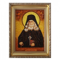 Amber Icon of the Reverend Lion of Optina 80x120 cm Amber Icon of the Reverend Lion of Optina 80x120 cm - фото