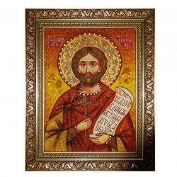 Amber Icon Holy Martyr Nazarius Roman 60x80 cm Amber Icon Holy Martyr Nazarius Roman 60x80 cm - фото