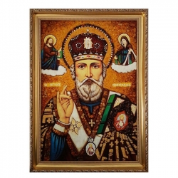 The Amber Icon Saint Nicholas the Wonderworker 40x60 cm The Amber Icon Saint Nicholas the Wonderworker 40x60 cm - фото