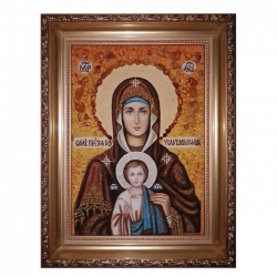 Amber Icon of the Blessed Virgin Mary Hearer 30x40 cm - фото