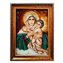 The Amber Icon of the Most Holy Theotokos with the Infant Christ 30x40 cm - фото