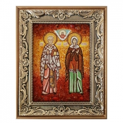 The Amber Icon of St. Cyprian and Justina 15x20 cm The Amber Icon of St. Cyprian and Justina 15x20 cm - фото