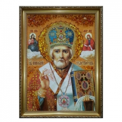 The Amber Icon Saint Nicholas the Wonderworker 60x80 cm The Amber Icon Saint Nicholas the Wonderworker 60x80 cm - фото