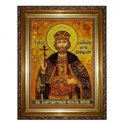 Amber Icon Holy Prince Yury 40x60 cm Amber Icon Holy Prince Yury 40x60 cm - фото