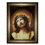Amber Icon of the Lord in a crown of thorns 40x60 cm