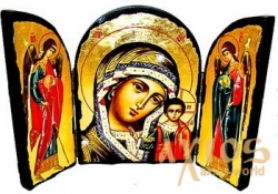 The icon under the antiquity The Most Holy Theotokos Kazan The folding triple 14x10 cm The icon under the antiquity The Most Holy Theotokos Kazan The folding triple 14x10 cm - фото