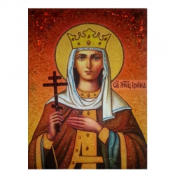 Amber Icon Holy Martyr Irina 15x20 cm - фото
