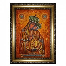 Amber Icon of the Blessed Virgin Koretsky 40x60 cm - фото