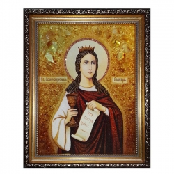 The Amber Icon of the Holy Great Martyr Varvara 80x120 cm The Amber Icon of the Holy Great Martyr Varvara 80x120 cm - фото