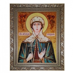 Amber Icon Holy Martyr Lydia 40x60 cm Amber Icon Holy Martyr Lydia 40x60 cm - фото