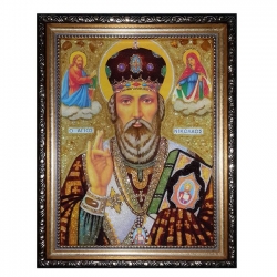 The Amber Icon Saint Nicholas the Wonderworker 60x80 cm The Amber Icon Saint Nicholas the Wonderworker 60x80 cm - фото