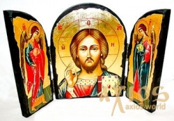 The icon under the antiquity The Savior Not Made by Hands The folded triple 14x10 cm The icon under the antiquity The Savior Not Made by Hands The folded triple 14x10 cm - фото