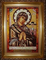 Amber Icon of the Blessed Virgin Mary of Akhtyrskaya 80x120 cm - фото