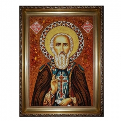 The Amber Icon of St. Sergius of Radonezh 30x40 cm - фото