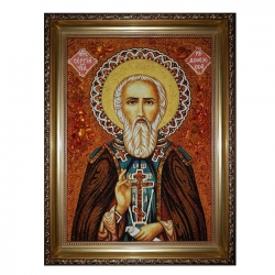 The Amber Icon of St. Sergius of Radonezh 30x40 cm The Amber Icon of St. Sergius of Radonezh 30x40 cm - фото