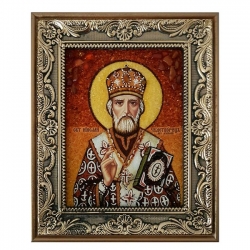The Amber Icon Saint Nicholas the Wonderworker 60x80 cm The Amber Icon Saint Nicholas the Wonderworker 60x80 cm - фото