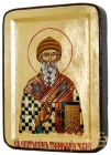 Икона Святитель Спиридон Тримифунтский Греческий стиль в позолоте  без шкатулки