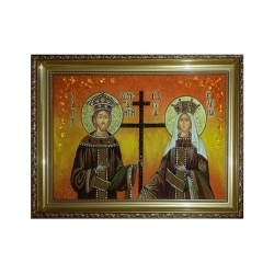 The amber icon The Holy Equal to the Apostles Constantine and Elena 30x40 cm - фото
