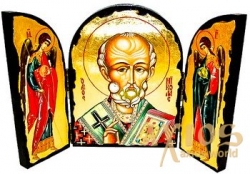 Icon under the old days Saint Nicholas Skladen triple 14x10 cm Icon under the old days Saint Nicholas Skladen triple 14x10 cm - фото
