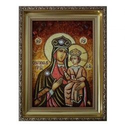 Amber Icon of the Blessed Virgin Mary of Ozeryanskaya 15x20 cm - фото