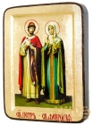 Икона Святые благоверные Петр и Феврония Муромские Греческий стиль в позолоте  без шкатулки