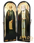 Ancient Icon of the Monk The Reverend Sergius of Radonezh and Seraphim of Sarov Warehouse double 10x30 cm