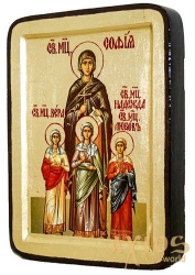 Икона Святые Вера, Надежда, Любовь и мать их София Греческий стиль в позолоте  без шкатулки - фото