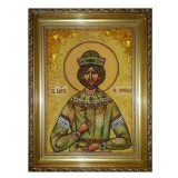 Amber Icon Holy Prince Yaropolk 15x20 cm